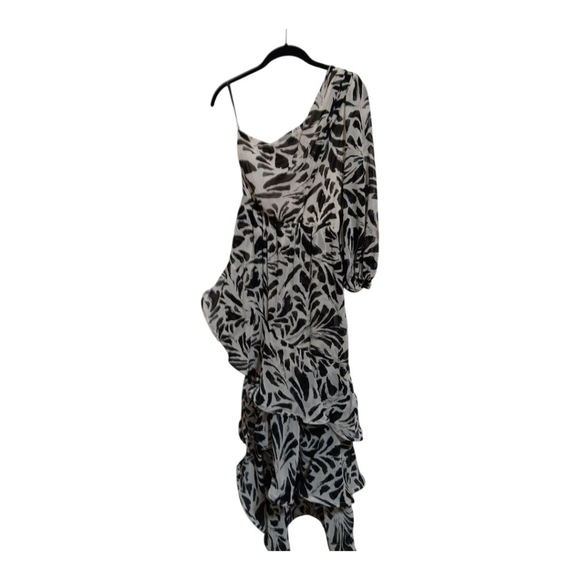 Alexis Beautiful One Shoulder Printed Dress with Side Slit and Tiered Ruffles - Picture 13 of 15